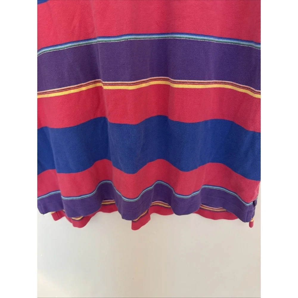 Vintage Polo Ralph Lauren Polo Shirt Mens XLarge Blue Pink Striped Short Sleeve